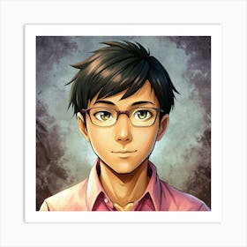 Portrait Of Young Man With Glasses Art Print