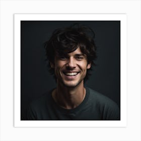 Young Man With Dark Hair Appearing Happy Art Print