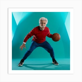 Old Man Holding Basketball Art Print