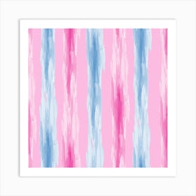 Abstract Watercolor Stripes Square Art Print