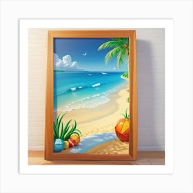 Default On The Beach 3 D Mosaic Painting Wall Art 2 Art Print