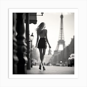 Paris Eiffel Tower lady  Art Print