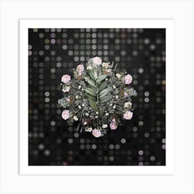 Vintage Smilacina Stellata Flower Wreath on Dot Bokeh Pattern n.0617 Art Print