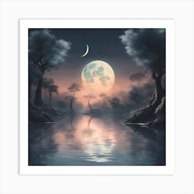 Full Moon Over Water Art Print