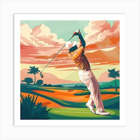 A Golfer Teeing Off Lofi Illustration 1718673009 3 Art Print