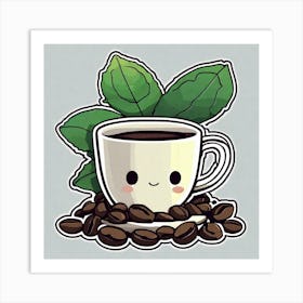 Kawaii Coffee Art Print