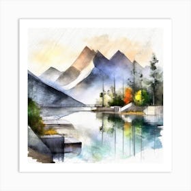 Firefly An Illustration Of A Beautiful Majestic Cinematic Tranquil Mountain Landscape In Neutral Col 2023 11 23t001051 Art Print