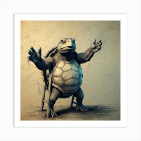 Turtle On A Chair Art Print