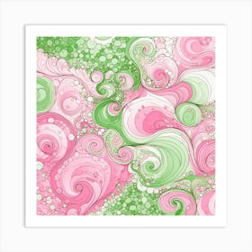 Pink And Green Swirls 2 Art Print