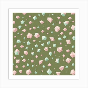 'Uncut Gems' Vintage themed pattern, A Pattern Featuring abstract Polygons With Varying Side Lengths Shapes With Sharp Edges, Flat Art, 133 Art Print