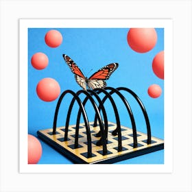 Butterfly On A Chess Board 23 Art Print