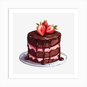 Chocolate Cake With Strawberries 10 Art Print