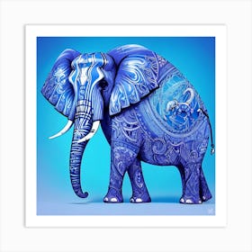 Blue Elephant 7 Art Print