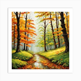 Forest In Autumn In Minimalist Style Square Composition 139 Art Print