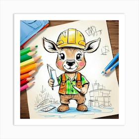 Cartoon Deer 2 Art Print