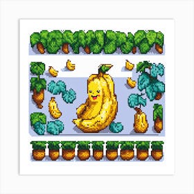 Pixel Banana Art Print