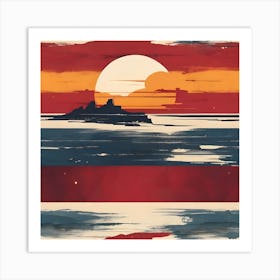 Sunset Over The Ocean Art Print