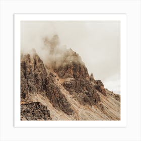 Misty Mountain Cliffs Square Art Print