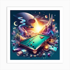 Pool Table In Space Art Print