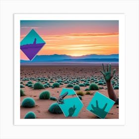 Desert Fragmented Cubism Style Art Print