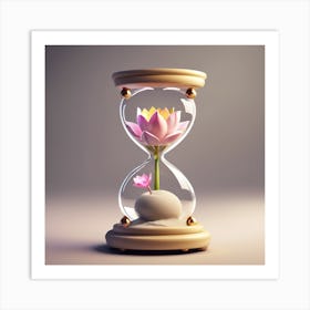 Hourglass With Flower Art Print