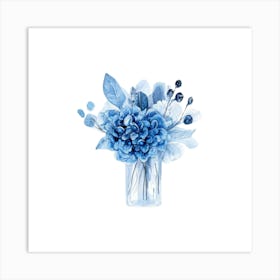 Watercolor Blue Floral 20 Art Print