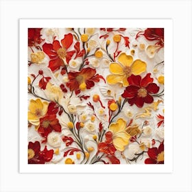 Red and white and yellow Art Print