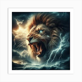 Lion Roaring Art Print