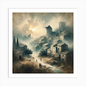 Town In The Fog Art Print