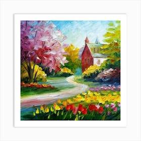 a flower garden in spring 1 Art Print