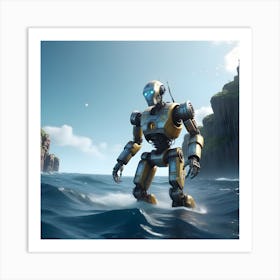 Robot In The Ocean Art Print