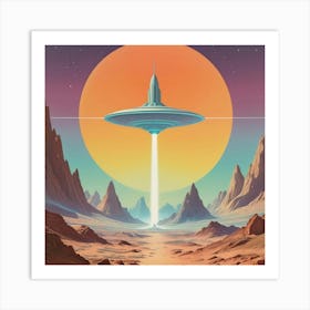 Alien Spaceship vintage retro sci-fi art Art Print