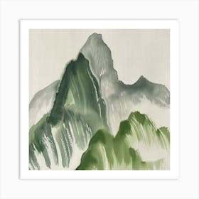 Japanese Watercolour Of Mount Mizugaki 2 Art Print