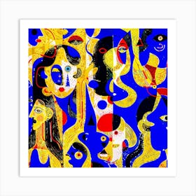 Abstract Painting of female profiles Art Print