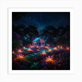 Garden At Night 1 Art Print