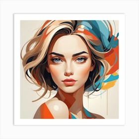 Woman With Colorful Hair 1 Art Print