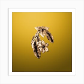 Gold Botanical Laurel Leaved Custard Apple Branch on Mango Yellow n.3607 Art Print