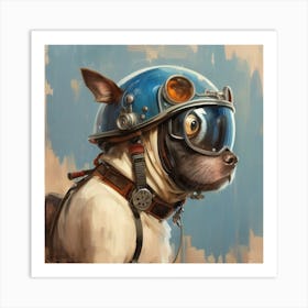 Dog In A Helmet Art Print