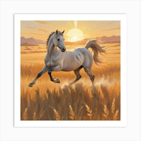 Horse In The Wheat Field 5 Art Print