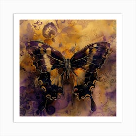 Butterfly In Purple And Gold 1 Art Print