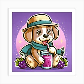 Dog With A Smoothie 2 Art Print