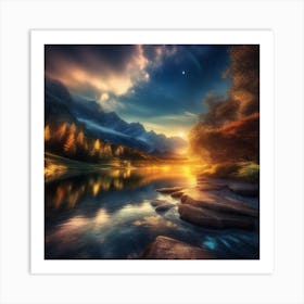 Sunset In The Mountains 50 Art Print