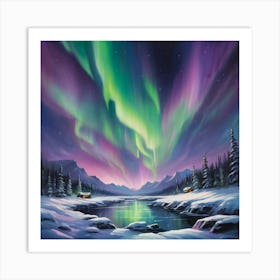 Aurora Borealis Paintings Art Print 1 Art Print