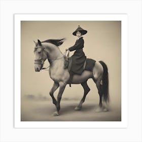 Woman Riding A Horse 1 Art Print