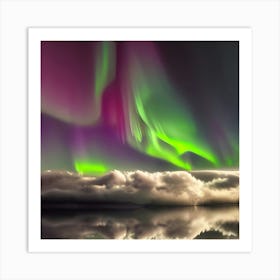 Aurioa Borealis Northern Lights Aurora Night Colour Sky Nature Art Print