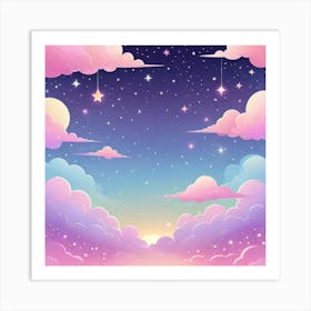 Sky With Twinkling Stars In Pastel Colors Square Composition 191 Art Print