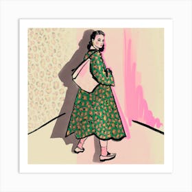 Green Leopard Coat Art Print