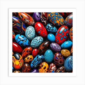 Colorful Eggs By Person Art Print