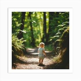 Baby Walking In The Woods Art Print