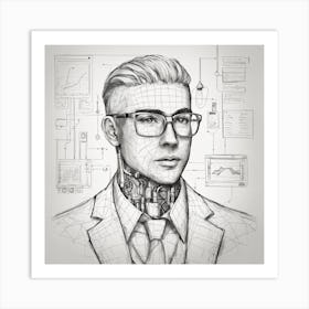 Man With A Computer Art Print